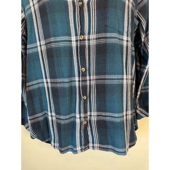 Rustic Grunge Plaid Button Down Shirt Women's Plus Size 2XL Flannel Cabin Core - Picture 5 of 11